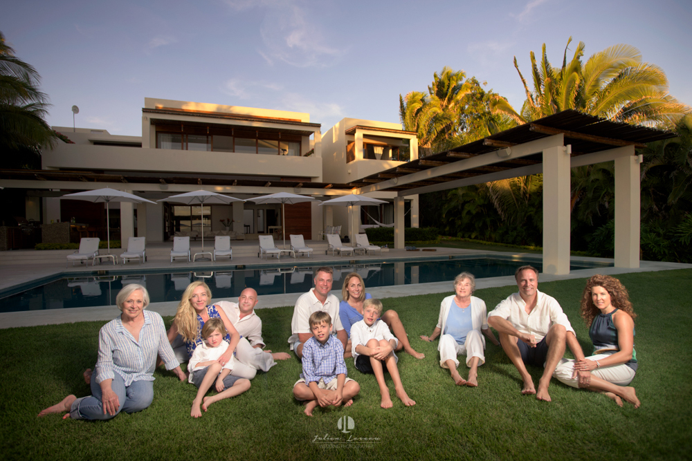 Family photo session on the beach in Puerto Vallarta at golden hour
