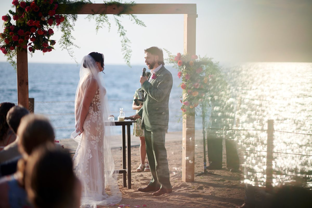 Beach wedding ceremony at sunset in Puerto Vallarta — Knight & Madeline — photo 10