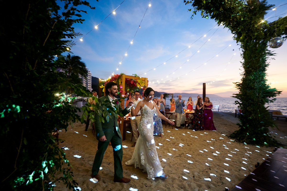 Beach wedding reception and dance floor in Puerto Vallarta — Knight & Madeline — photo 1